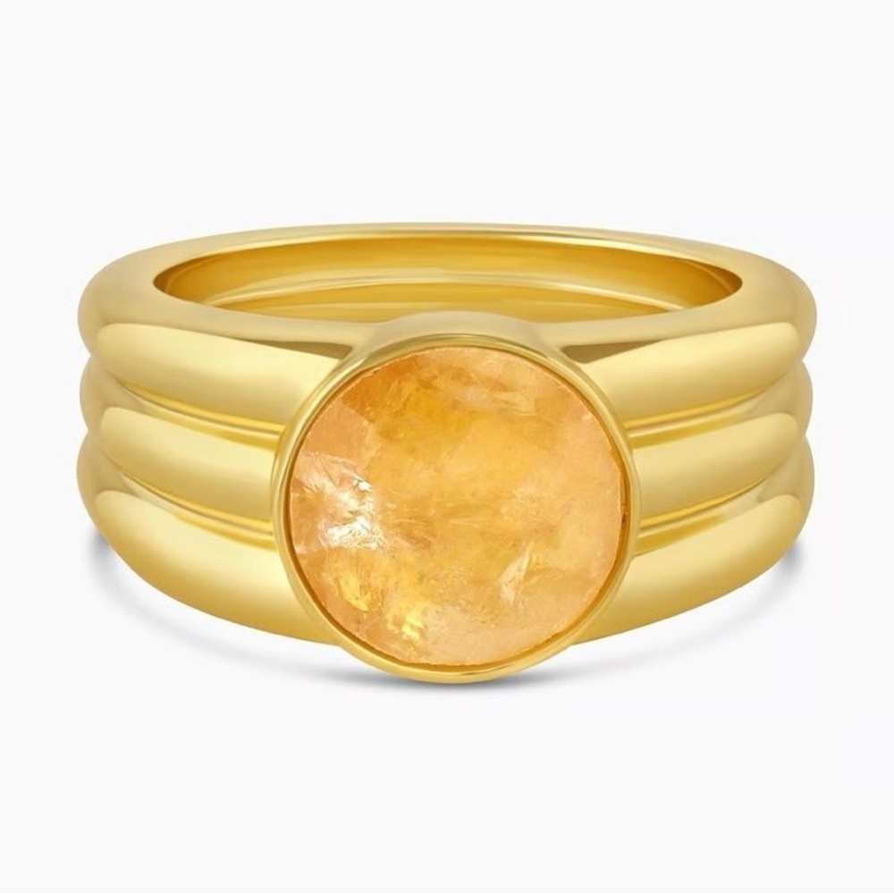 Gorjana New 18k Gold Plated Brass Citrine Power Gemstone Reed Ring for Abundance